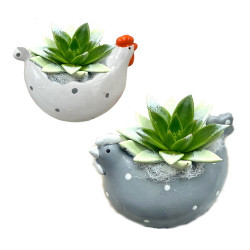 PAQ/Ceram. poule gris-blanc 1P (2)